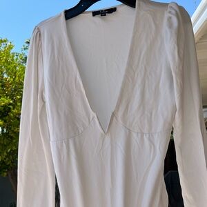 Lulu’s White Low V-Neck Bodysuit